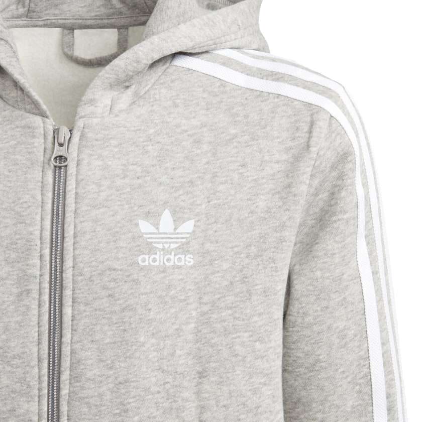 adidas Originals Youth Boys Trefoil Full-Zip Hoodie - MEDIUM GREY / HEATHER WHITE