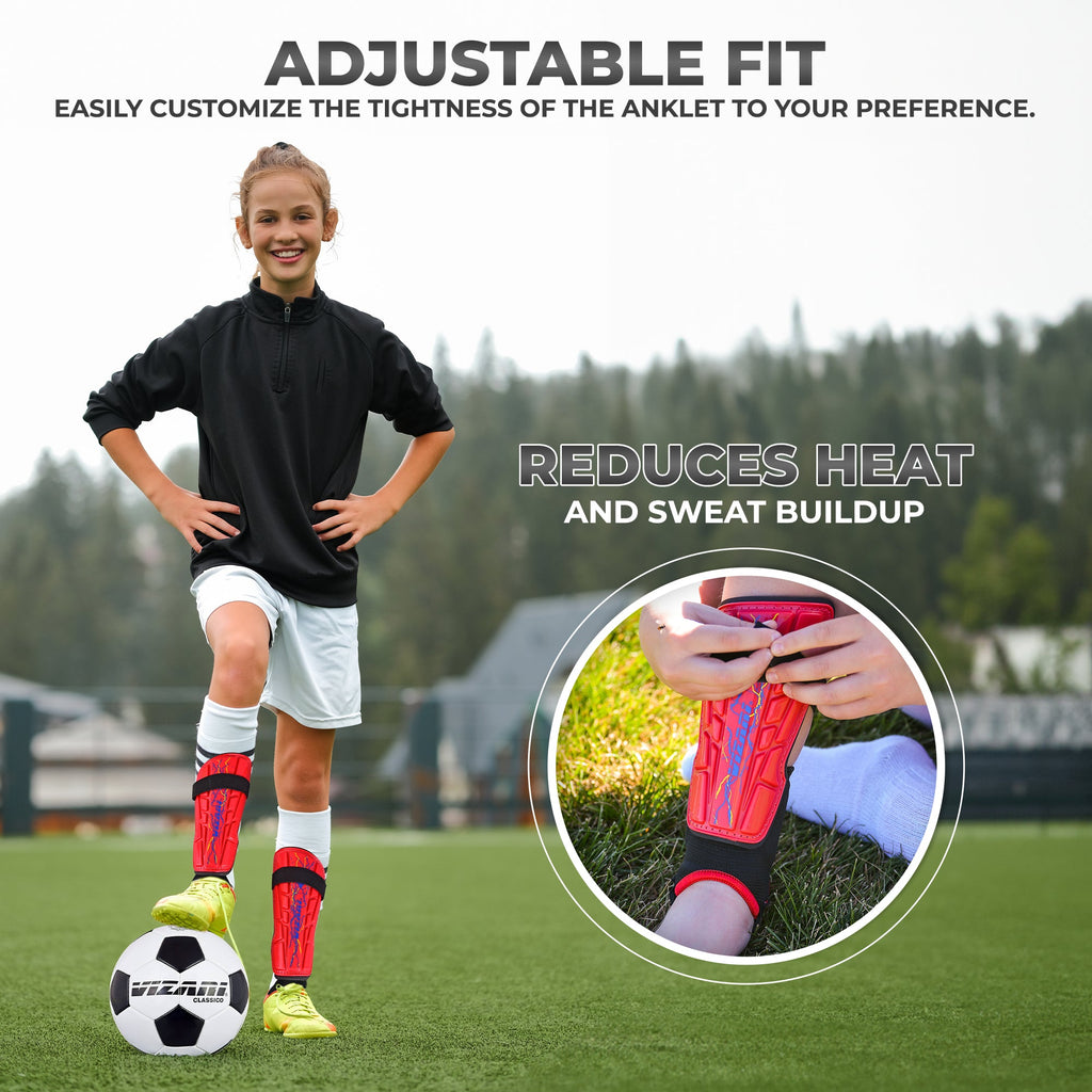 Vizari Zodiac Soccer Shin Guard with Detachable Ankle Protection – Red
