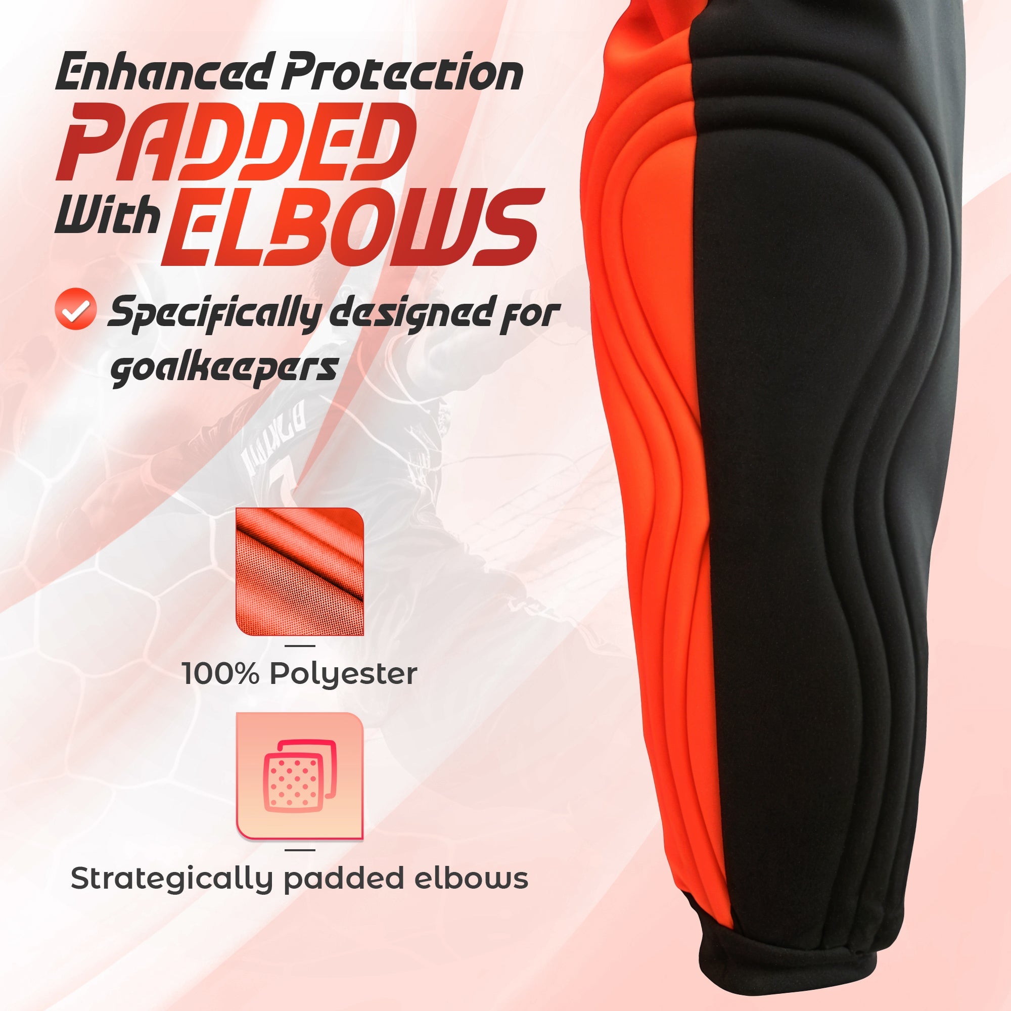 Vizari Vallejo Goalkeeper Jersey with Padded Elbows – Orange/Black