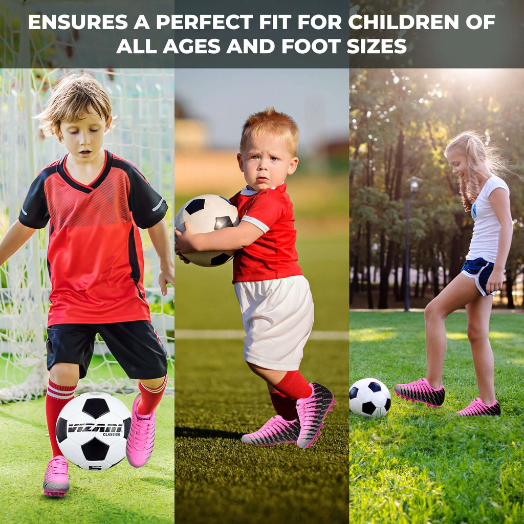Vizari Bolt Kids Firm Ground Soccer Cleats – Pink/Black/Silver