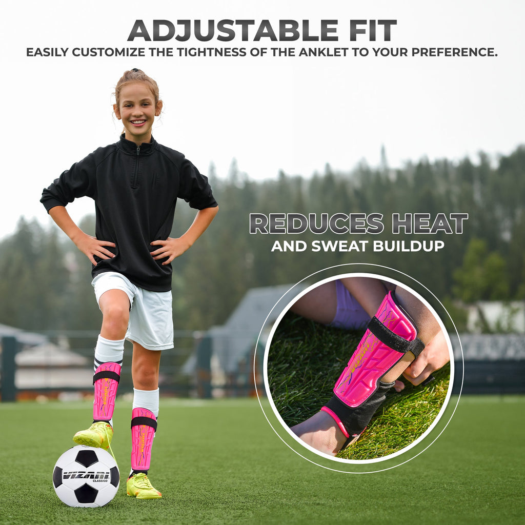 Zodiac Soccer Shin Guard with Detachable Ankle Protection-Pink