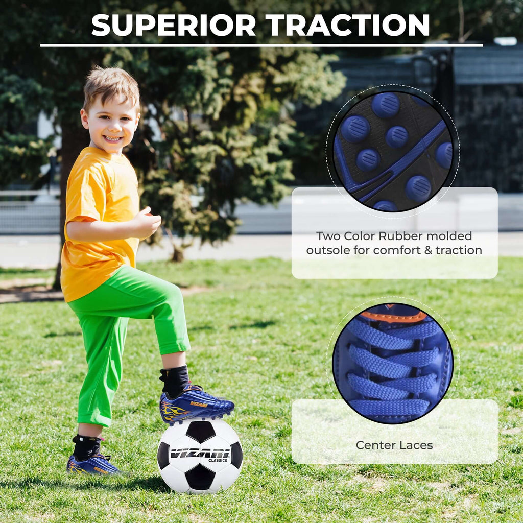 Vizari Youth Firm Ground Soccer Cleats – Blaze Blue/Orange