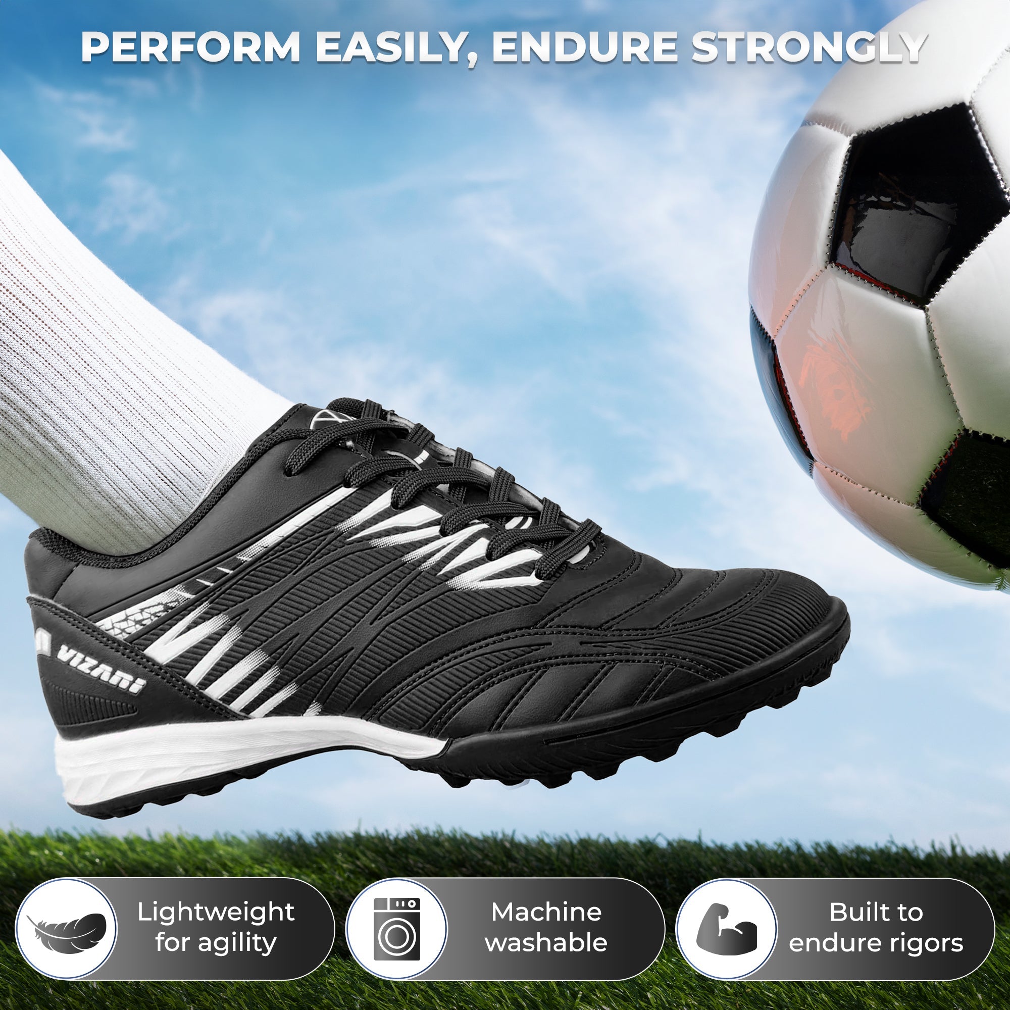 Valencia Turf Soccer Shoes - Black/White