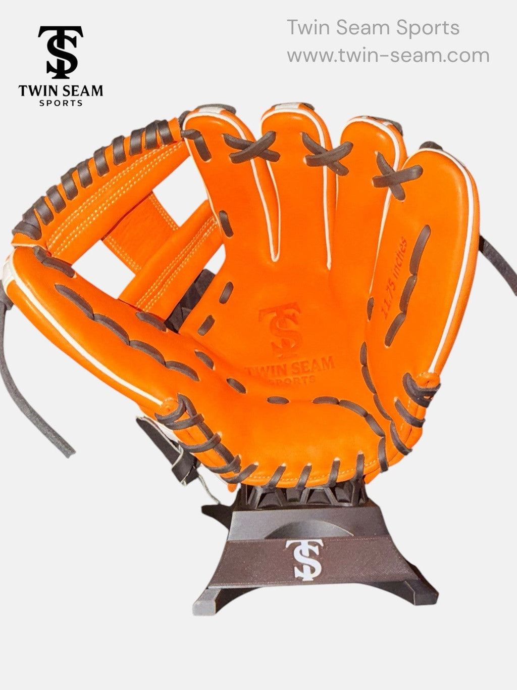 Twin Seam Sports 11.5” Japanese Kip Baseball Glove RHT H-Web Orange White