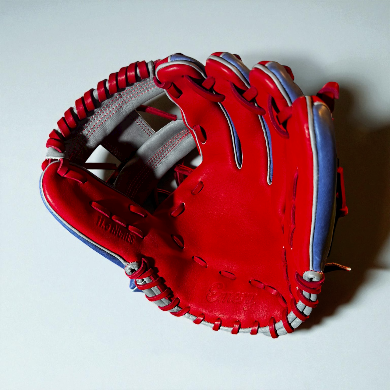 Custom Emery Glove | 11.5" I-Web | Red/Blue/Grey | PURSUE MASTERY! | FREE SHIP