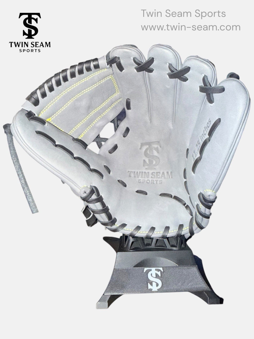 Twin Seam Sports 11.5” Kip Leather Baseball Glove RHT Gray Black Closed Web New