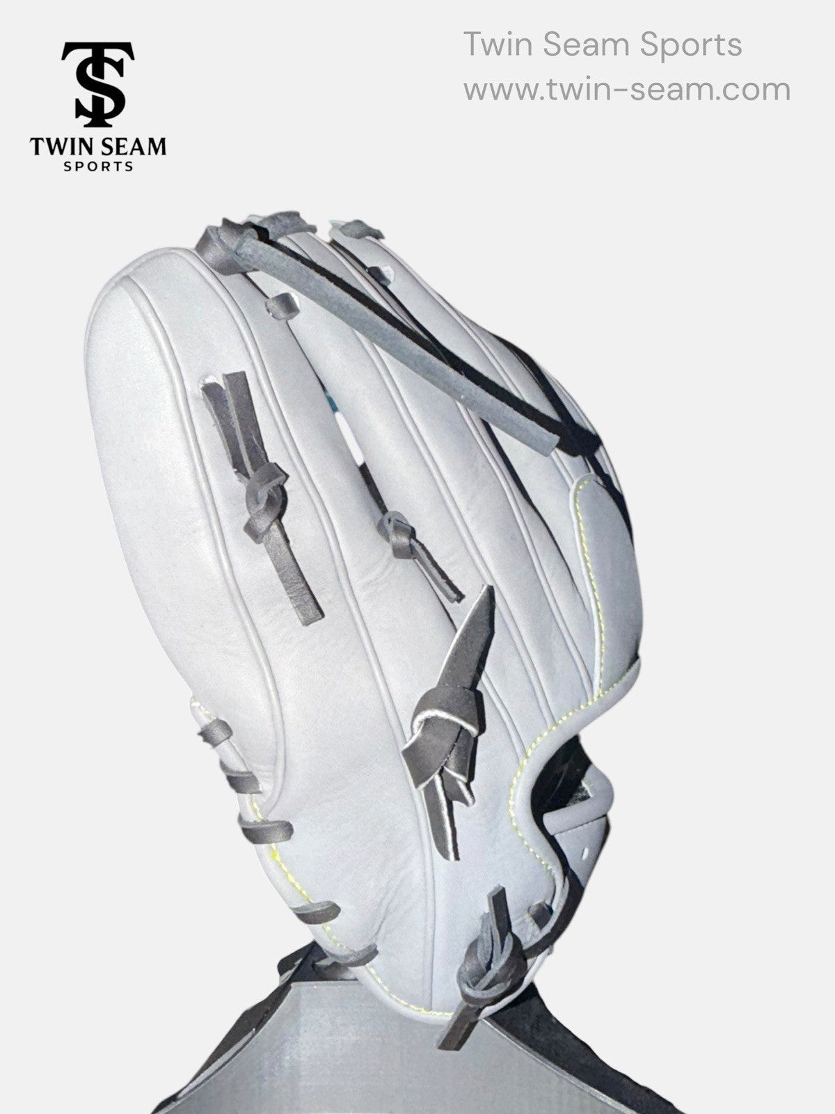 Twin Seam Sports 11.25” Kip Leather Baseball Glove RHT Gray Black Closed Web New