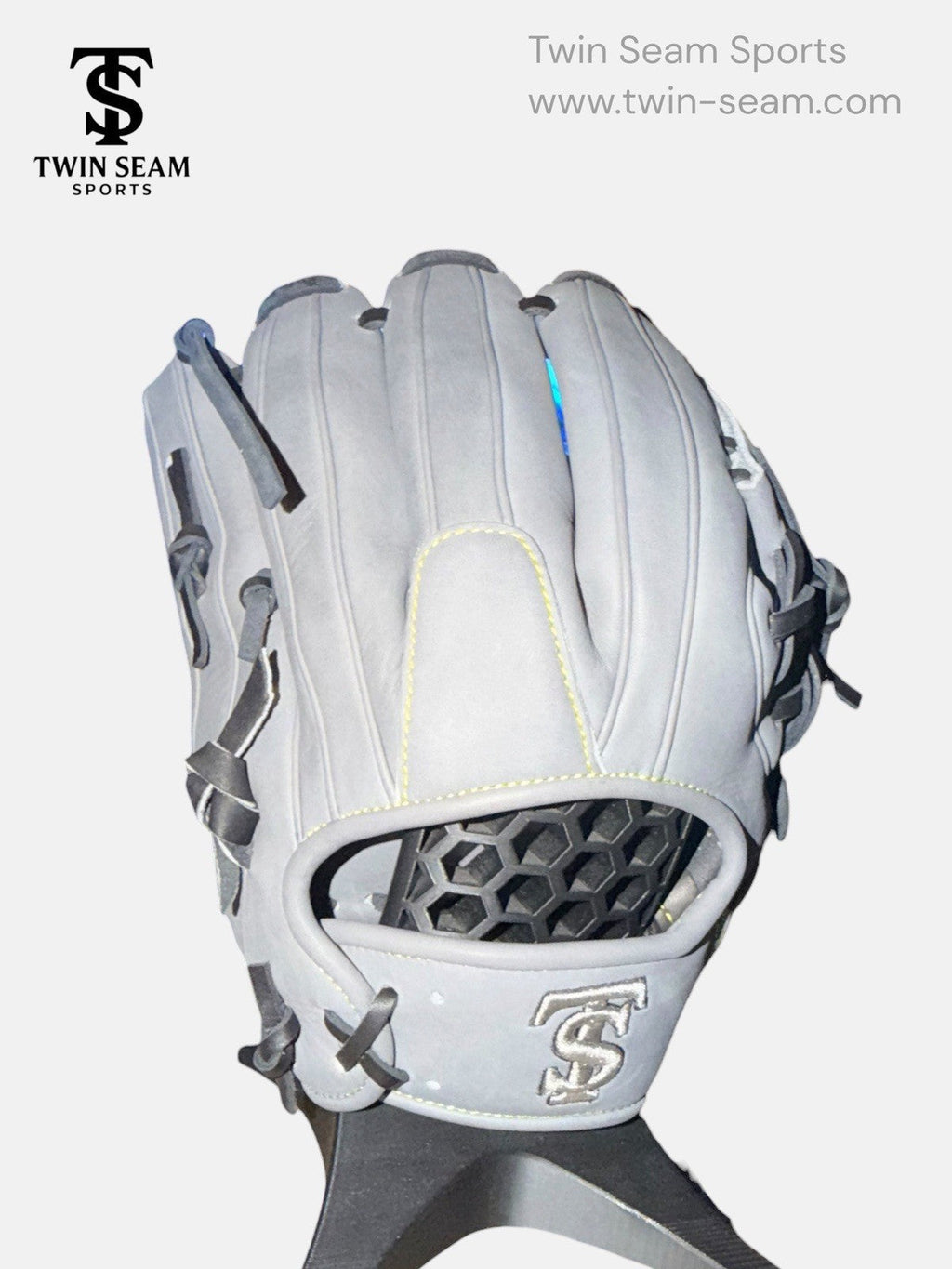 Twin Seam Sports 11.25” Kip Leather Baseball Glove RHT Gray Black Closed Web New