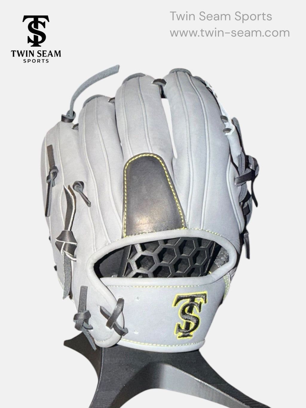 Twin Seam Sports 11.5” Kip Leather Baseball Glove RHT Gray Black Closed Web New