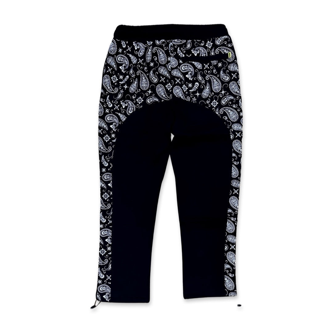 Paneled Joggers - Black Paisley