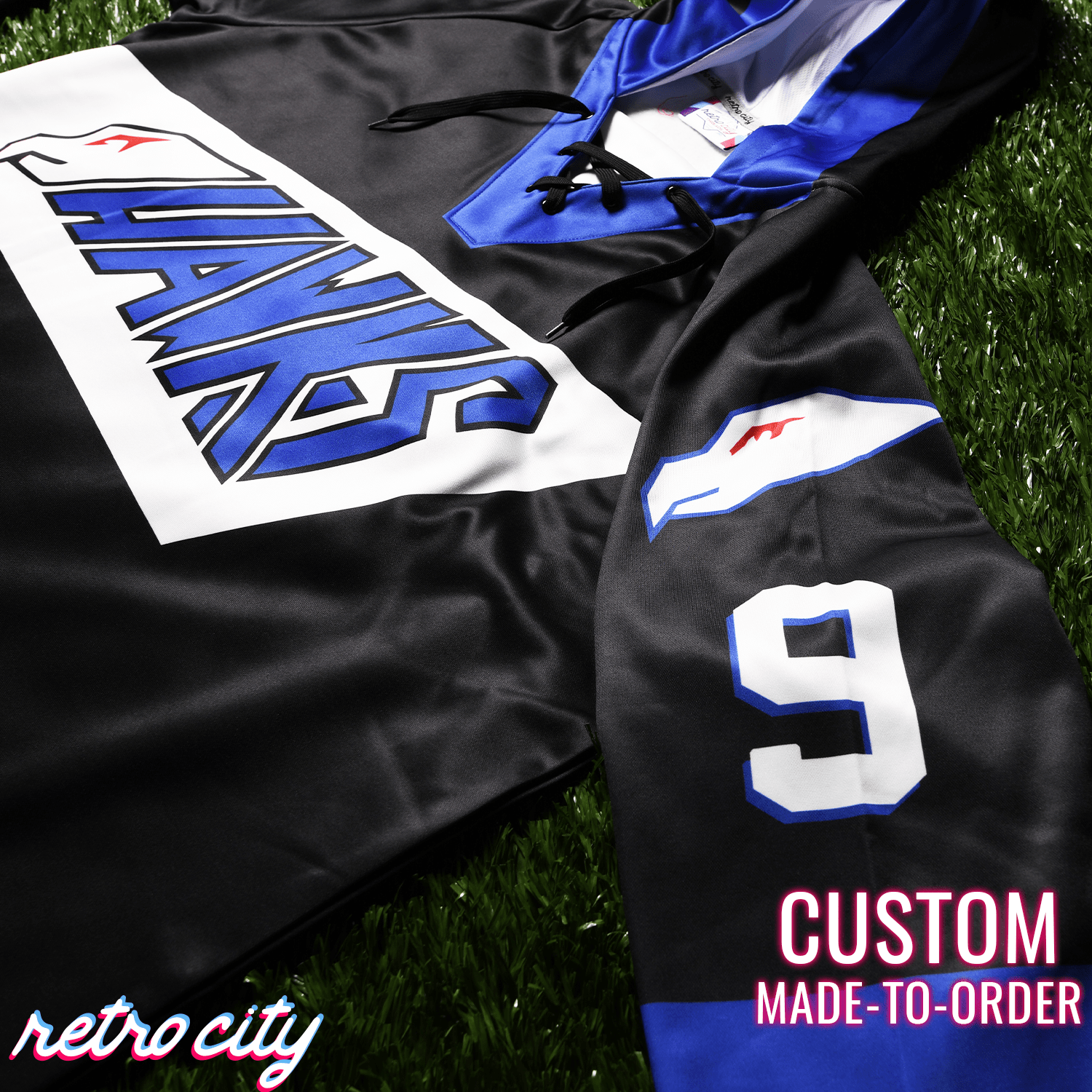 Hawks The Mighty Ducks Custom Lace-Up Hockey Hoodie Sweater