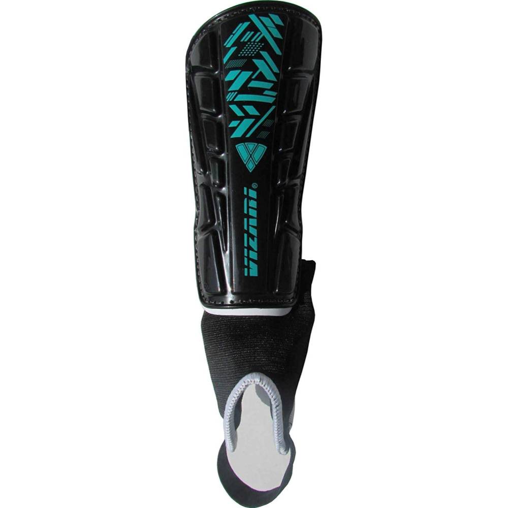 Malaga Soccer Shin Guard with Adjustable Straps-Black/Teal