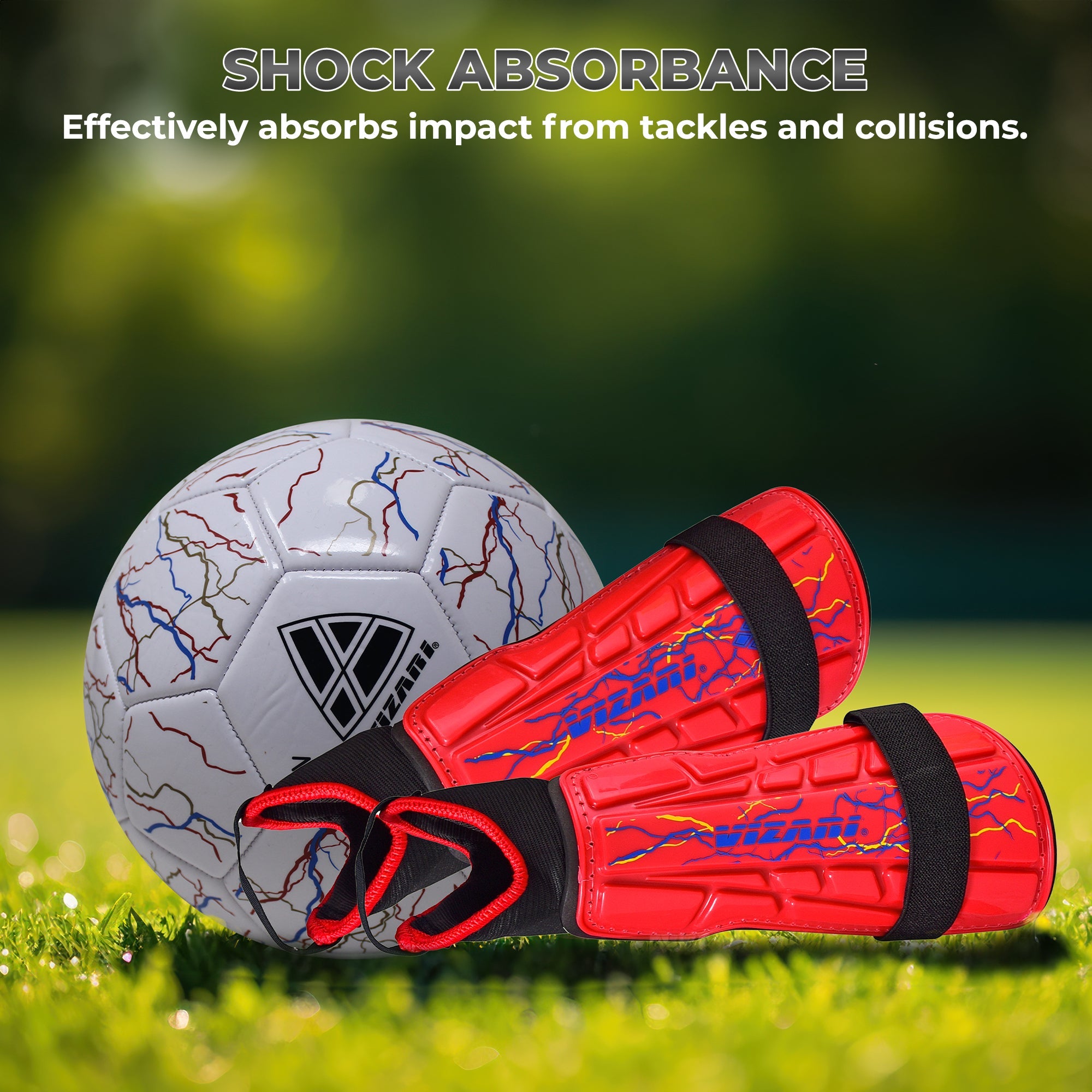 Vizari Zodiac Soccer Shin Guard with Detachable Ankle Protection – Red