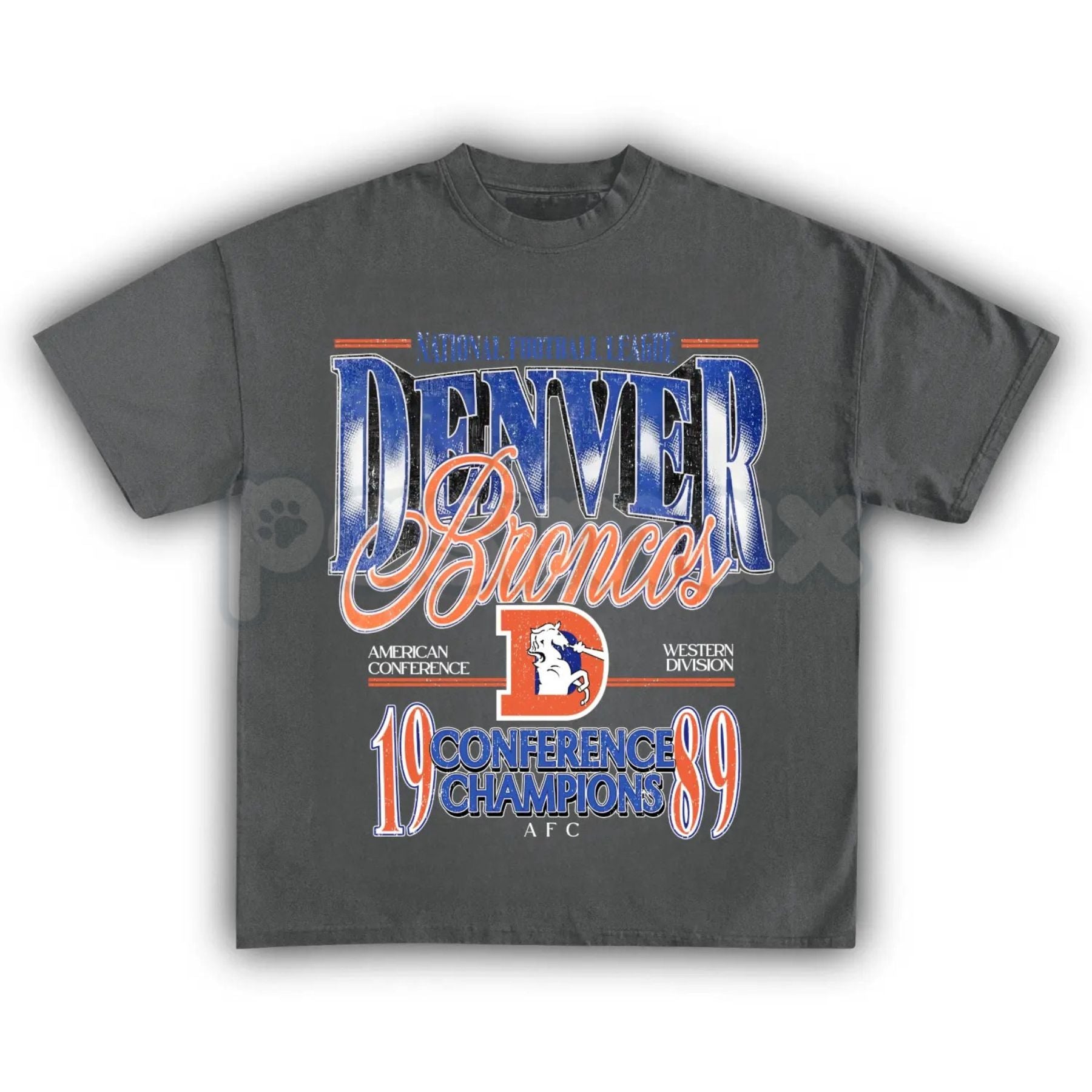 Vintage Denver Football Graphic T-Shirt - Retro Denver Fan Crewneck Shirt, Mile High Football Inspired Tee, Classic Colorado Sports Apparel, Premium Heavyweight Game Day Top, Nostalgic Denver Football Fan Gift