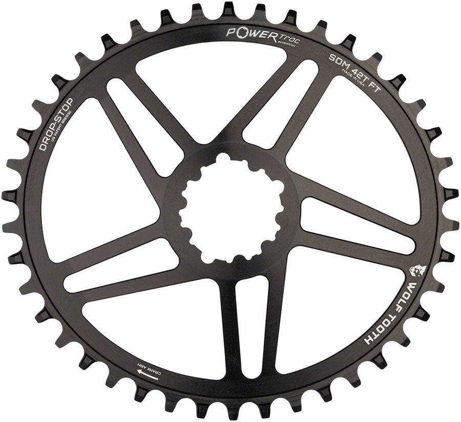 Wolf Tooth Elliptical Direct Mount Chainring - 38t SRAM Direct Mount 6mm Offset Drop-Stop B Flattop Compatible BLK