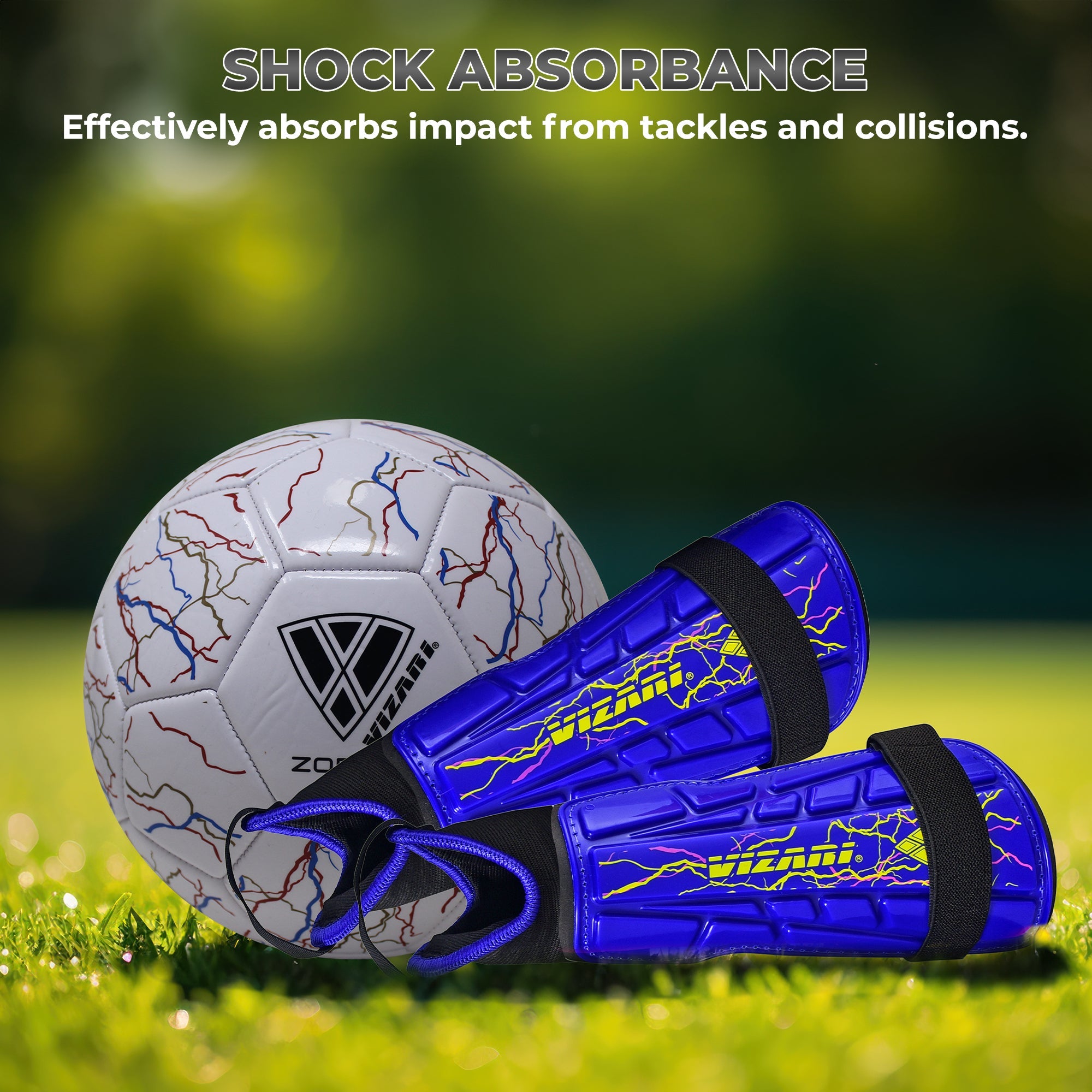 Zodiac Soccer Shin Guard with Detachable Ankle Protection-Blue