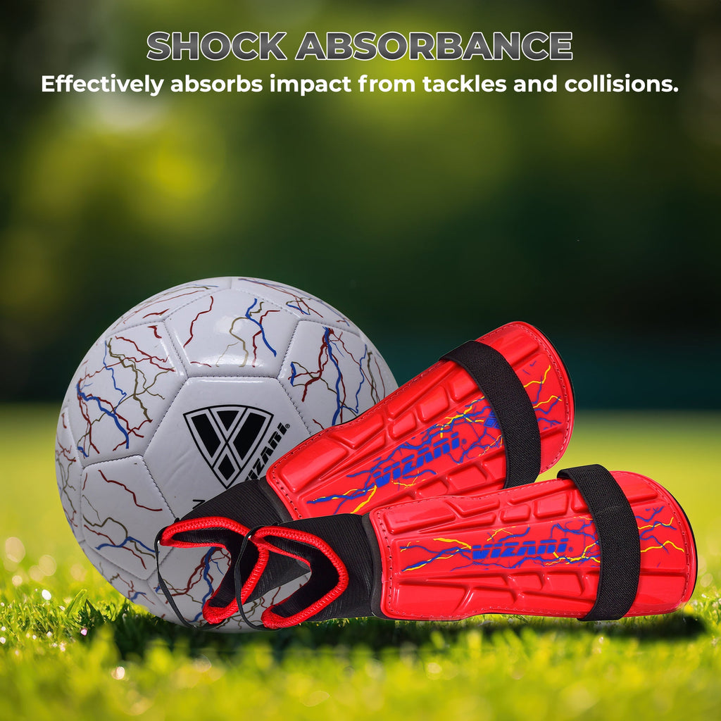 Zodiac Soccer Shin Guard with Detachable Ankle Protection-Red