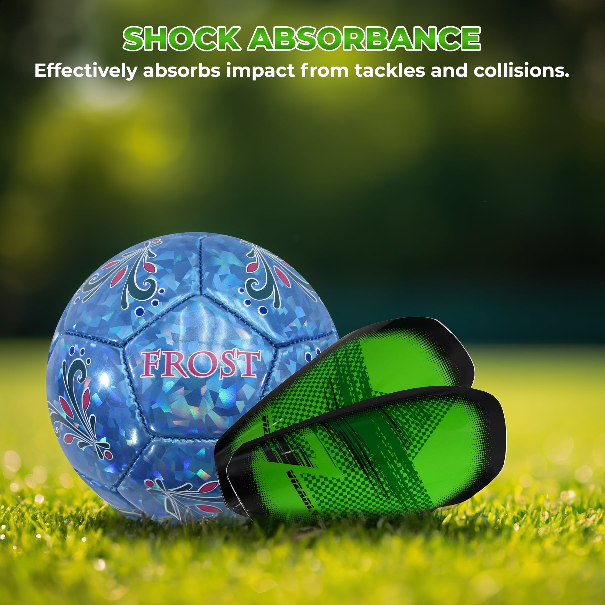Aptos Soccer Shin Guard with Sleeve-Green/Black