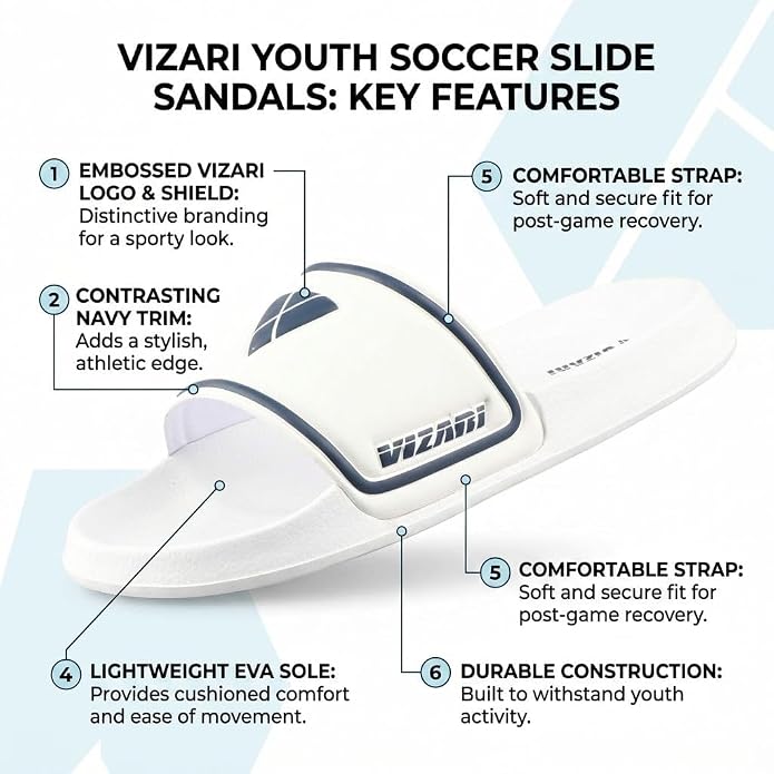 Vizari Youth Soccer Slide Sandals – White