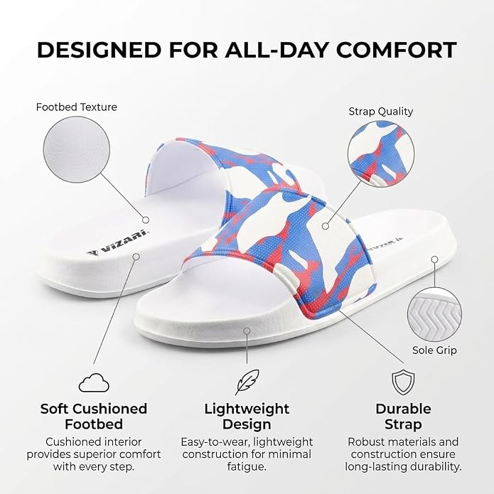 Vizari Youth Camo Soccer Slide Sandals – White