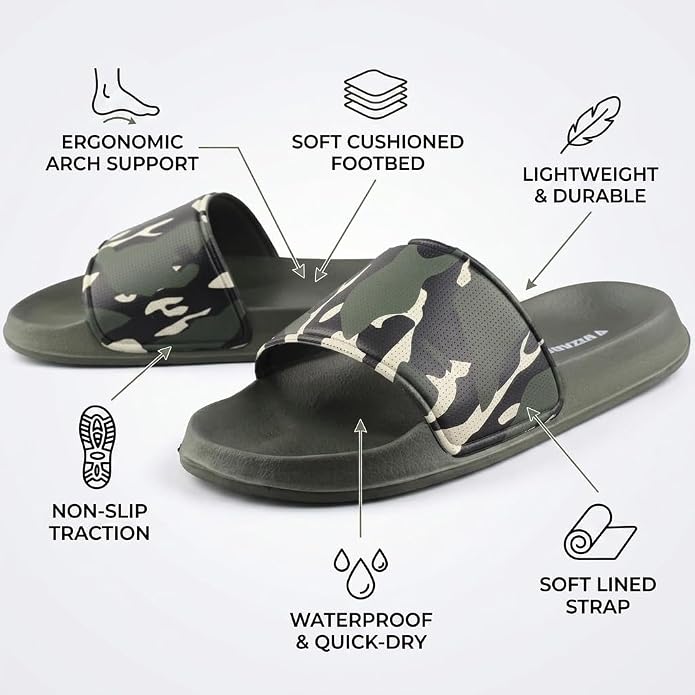 Vizari Youth Camo Soccer Slide Sandals – Green Khaki