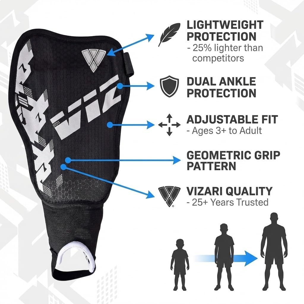 Vizari Napoli Soccer Shin Guards – Black/Silver