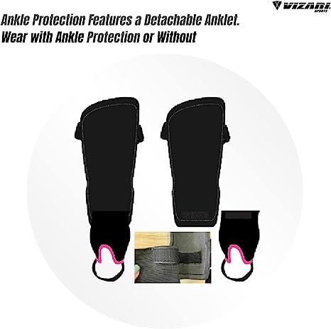 Zodiac Soccer Shin Guard with Detachable Ankle Protection-Red