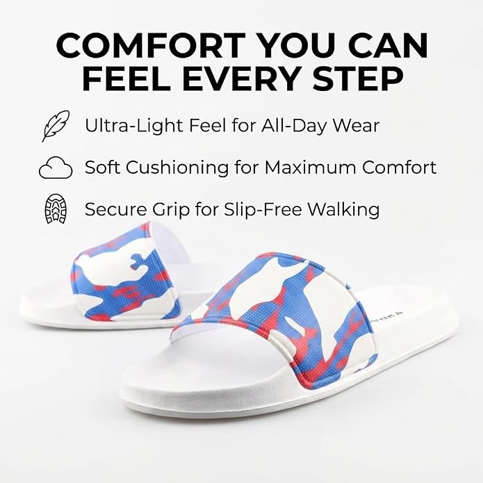Vizari Youth Camo Soccer Slide Sandals – White