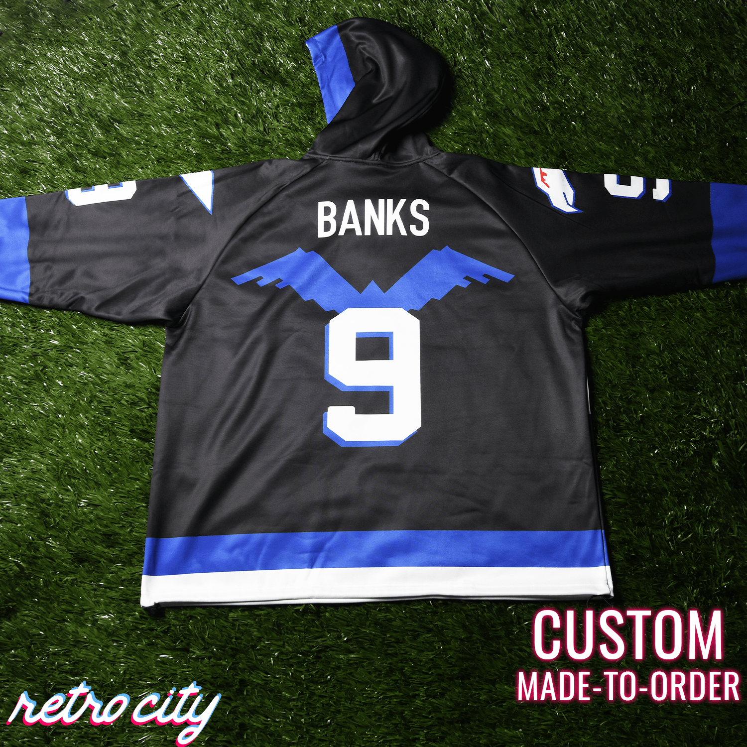 Hawks The Mighty Ducks Custom Lace-Up Hockey Hoodie Sweater