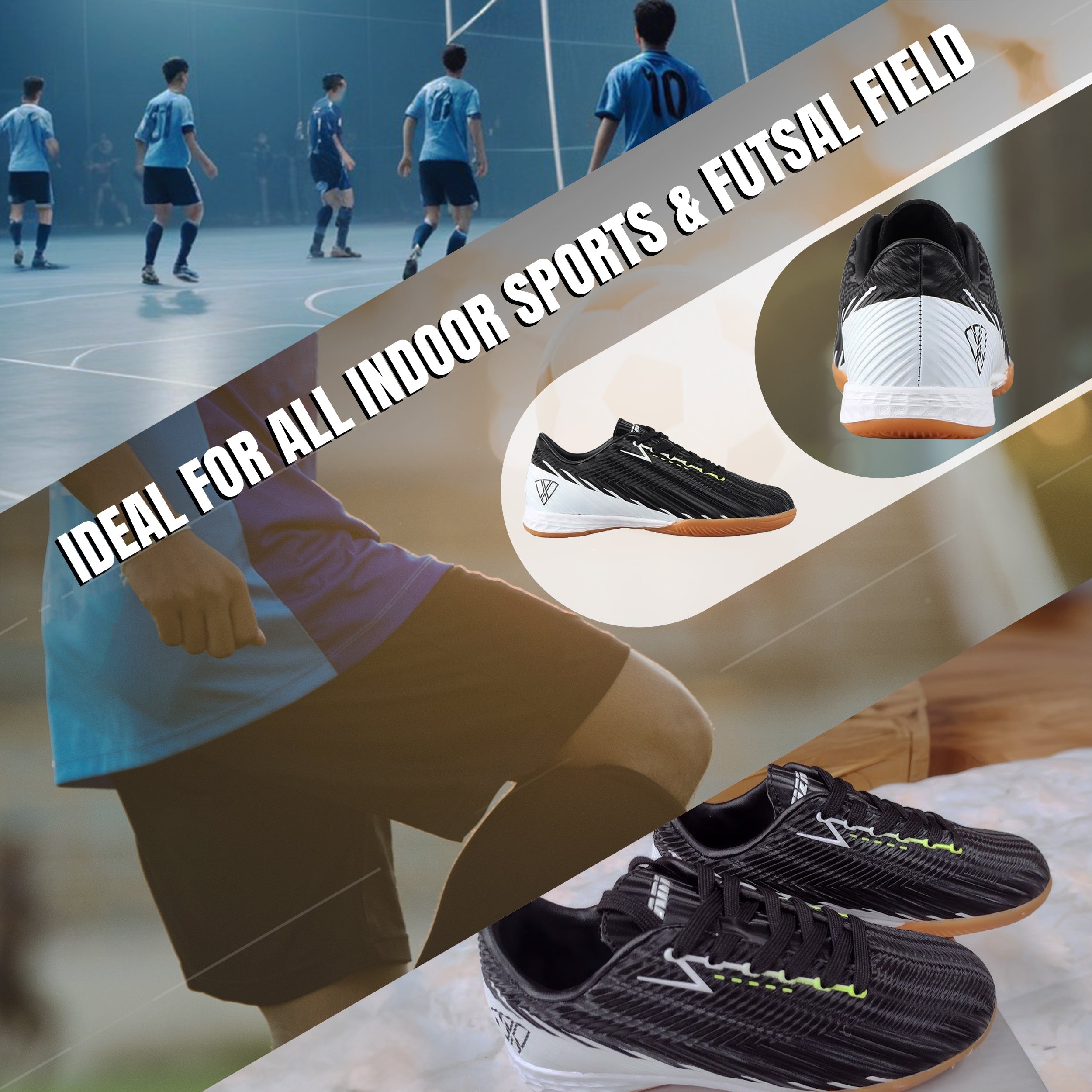 Tesoro JR. Indoor Soccer Shoes-Black/White