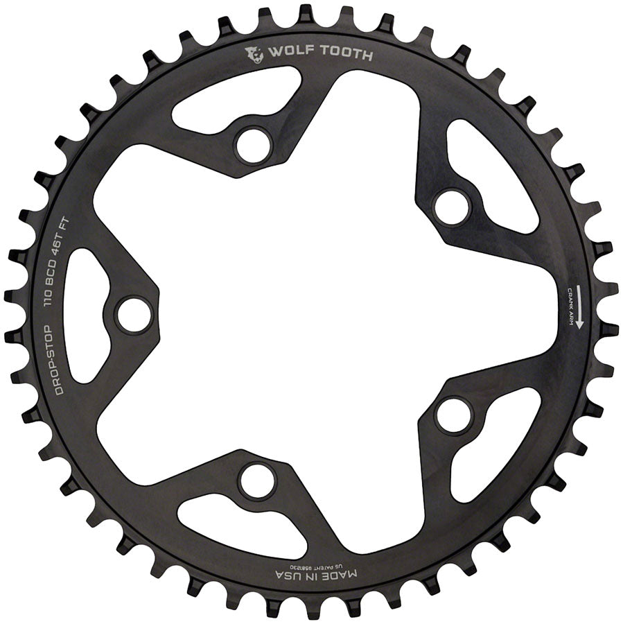 Wolf Tooth 110 BCD Cyclocross Road Chainring - 36t 110 BCD 5-Bolt Drop-Stop B  BLK