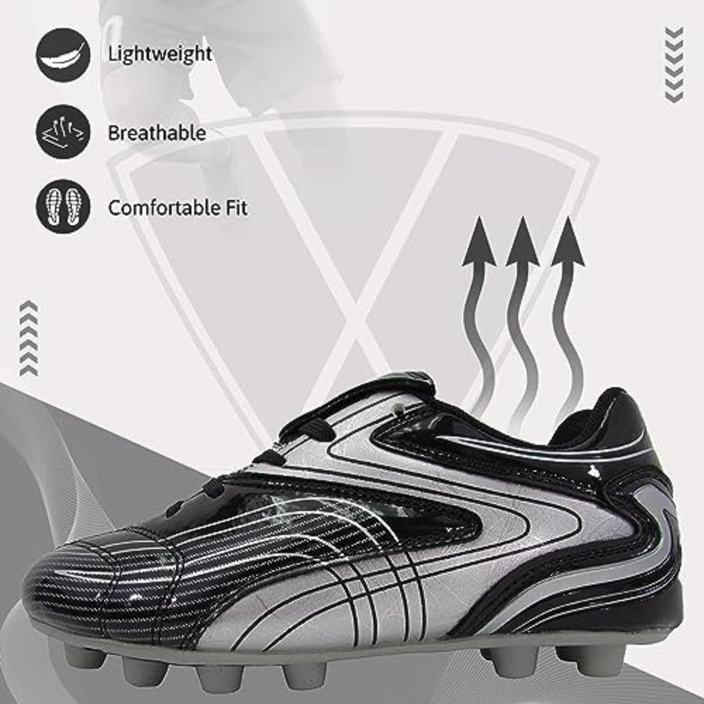 Striker Firm Ground Soccer Shoes -Black/Silver