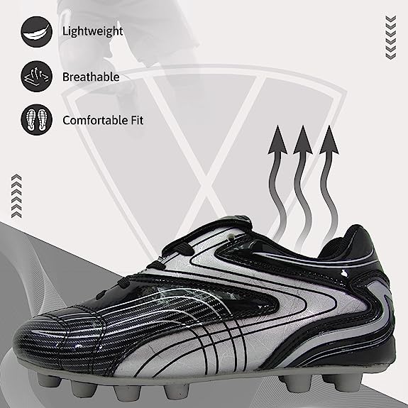 Vizari Youth Striker Firm Ground Soccer Shoes – Black/Silver