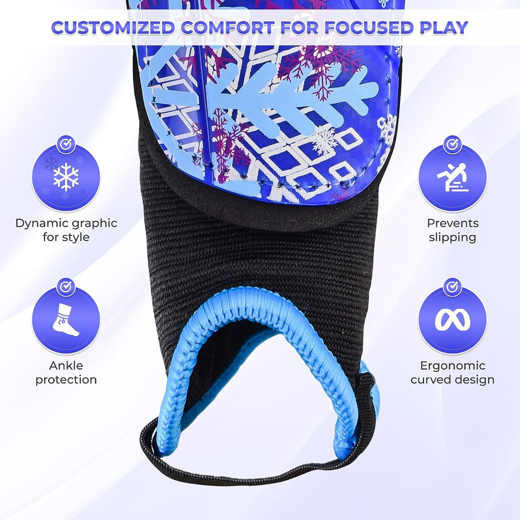 Vizari Frost 2 Soccer Shin Guards with Ankle Protection – Blue/Purple