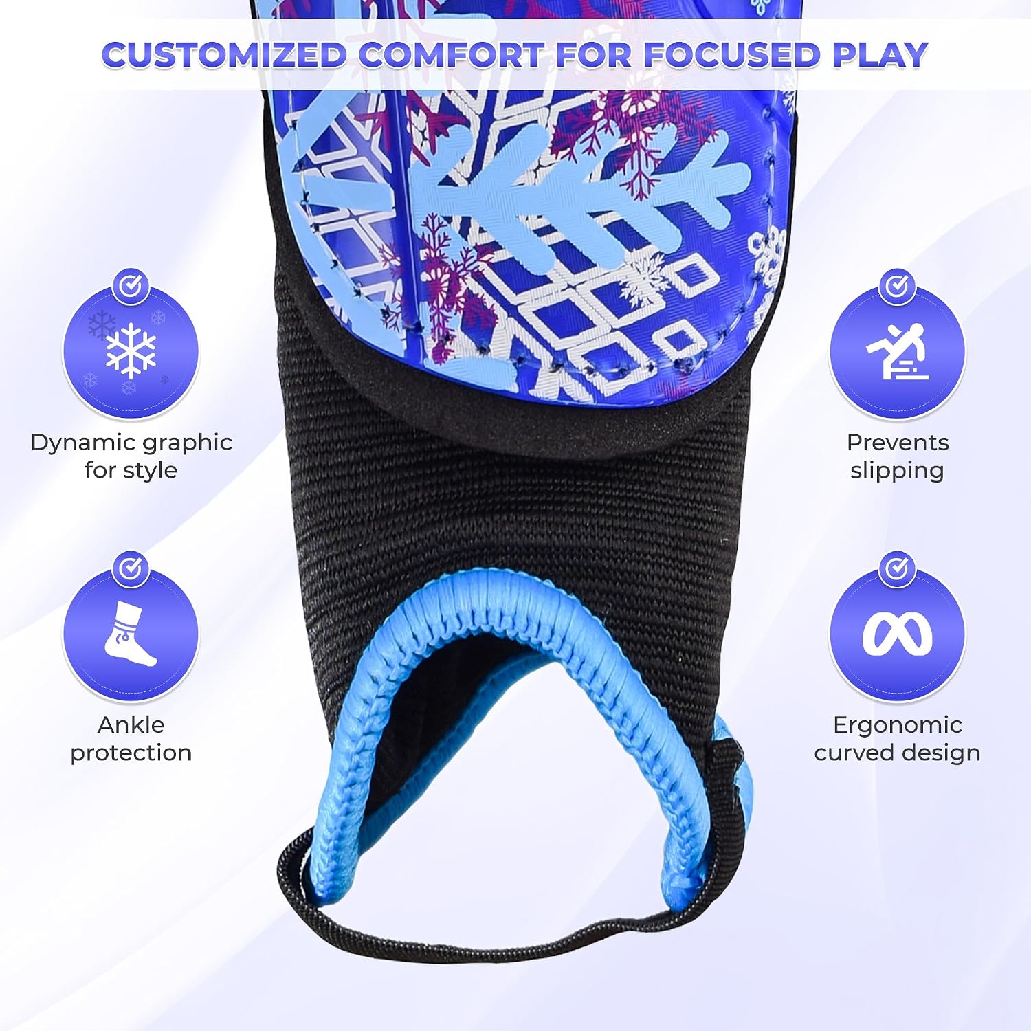 Vizari Frost 2 Soccer Shin Guards with Ankle Protection – Blue/Purple