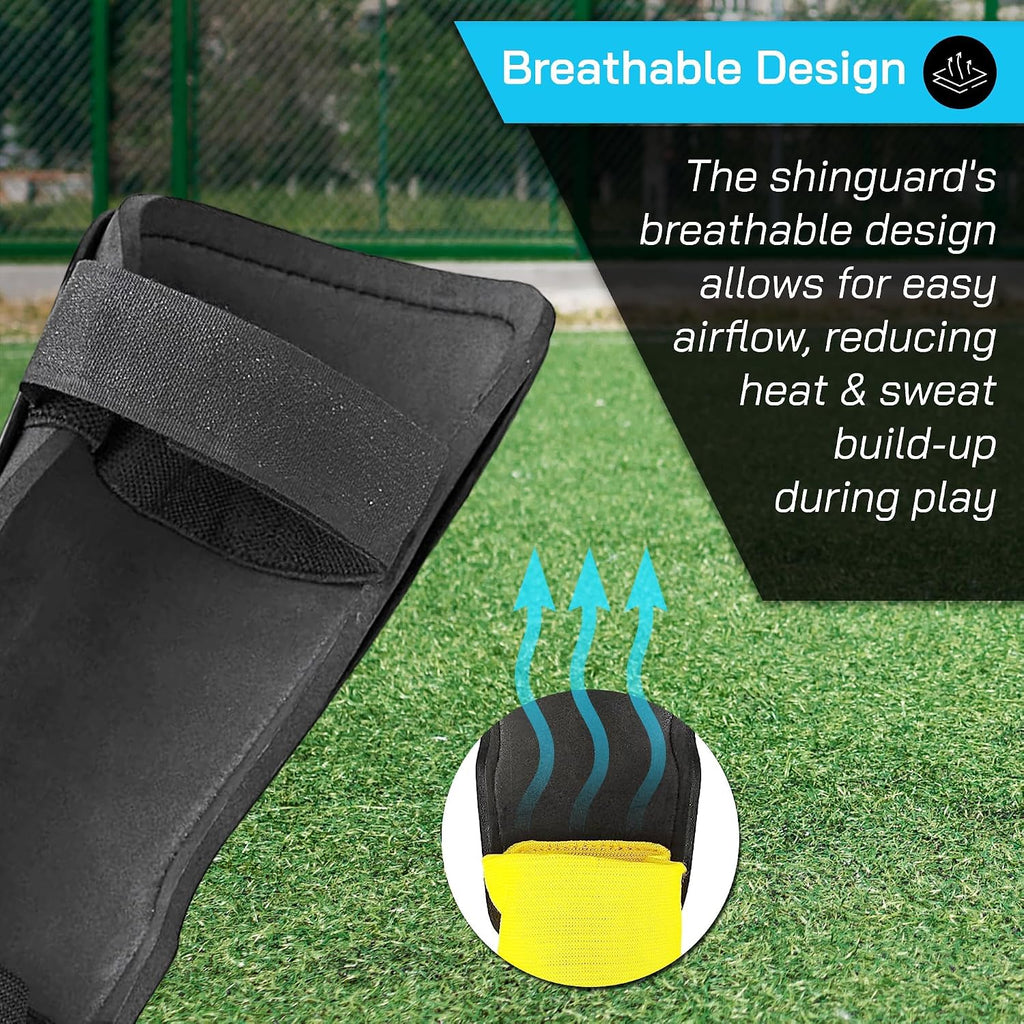 Vizari Malaga Soccer Shin Guards for Youth & Adults -Lightweight Ankle Protection – Sky/Yellow