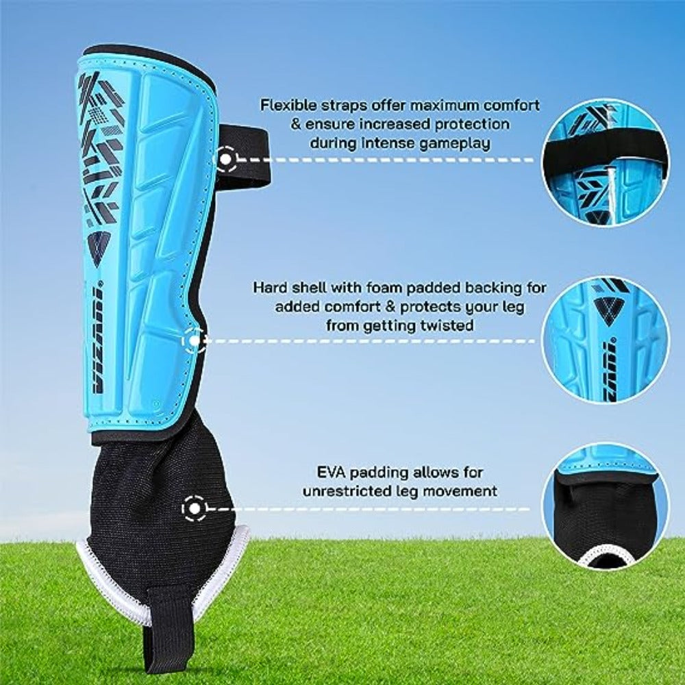 Malaga Soccer Shin Guard with Adjustable Straps-Blue/Black