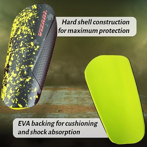 Elite Soccer Shin Guard with Compression Sleeve-Black/Yellow/Red