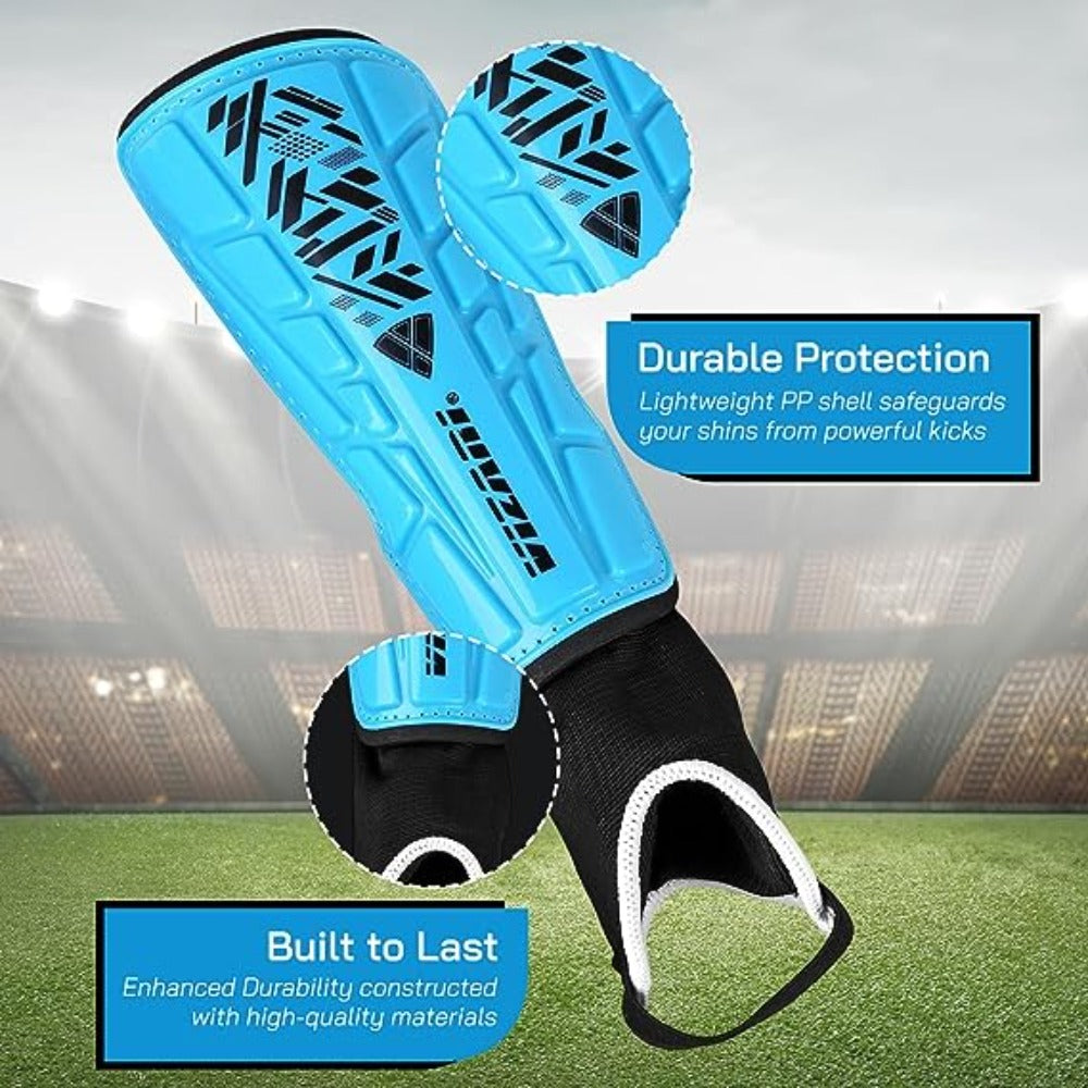 Malaga Soccer Shin Guard with Adjustable Straps-Blue/Black