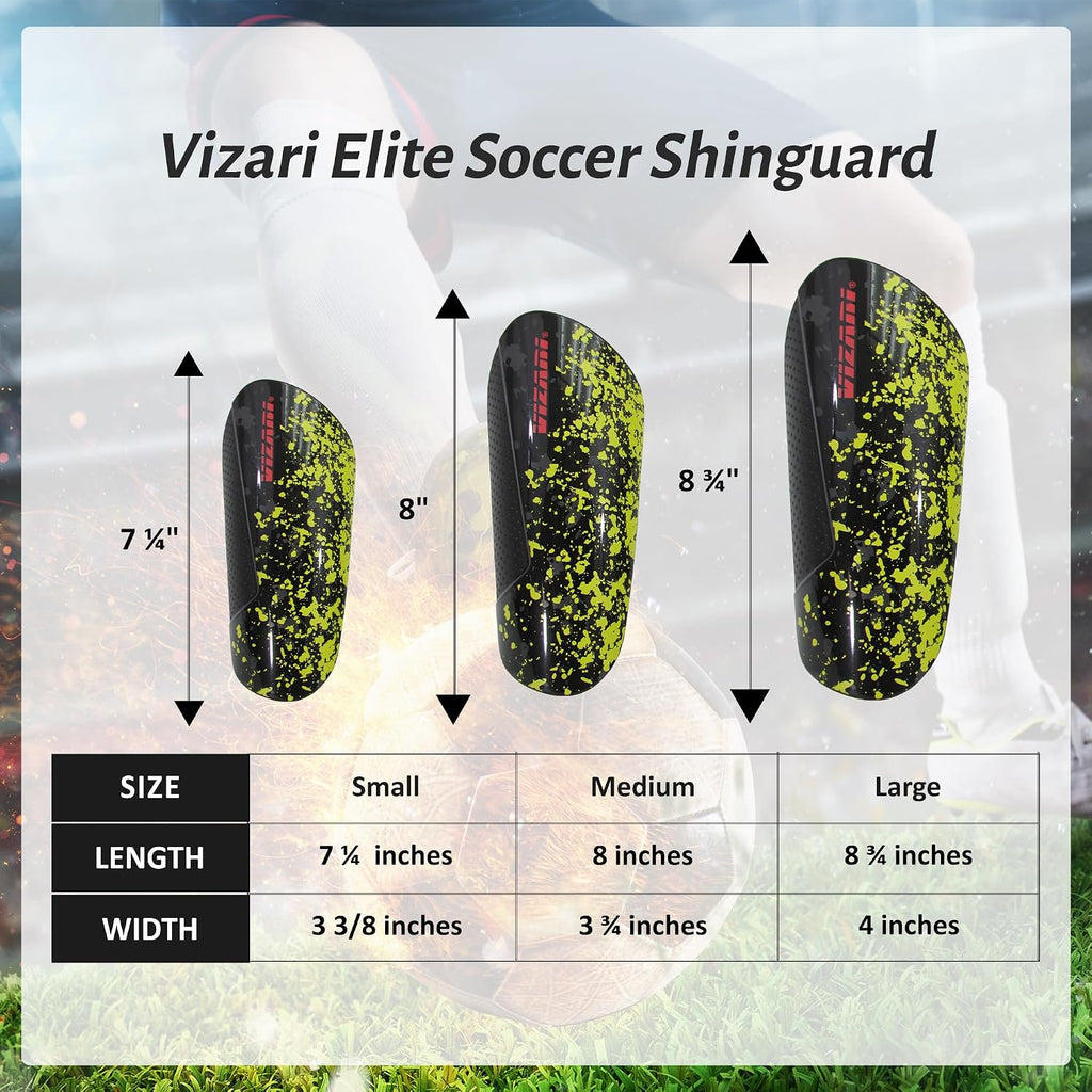 Vizari Sports Elite Soccer Shin Guard with Compression Sleeve, Black/Yellow/Red