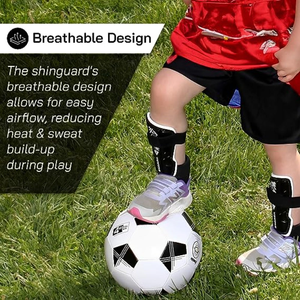 Malaga Soccer Shin Guard  with Adjustable Straps-Black
