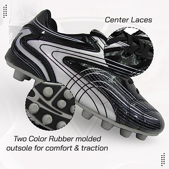Vizari Youth Striker Firm Ground Soccer Shoes – Black/Silver