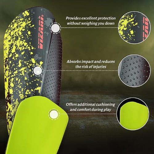 Elite Soccer Shin Guard with Compression Sleeve-Black/Yellow/Red