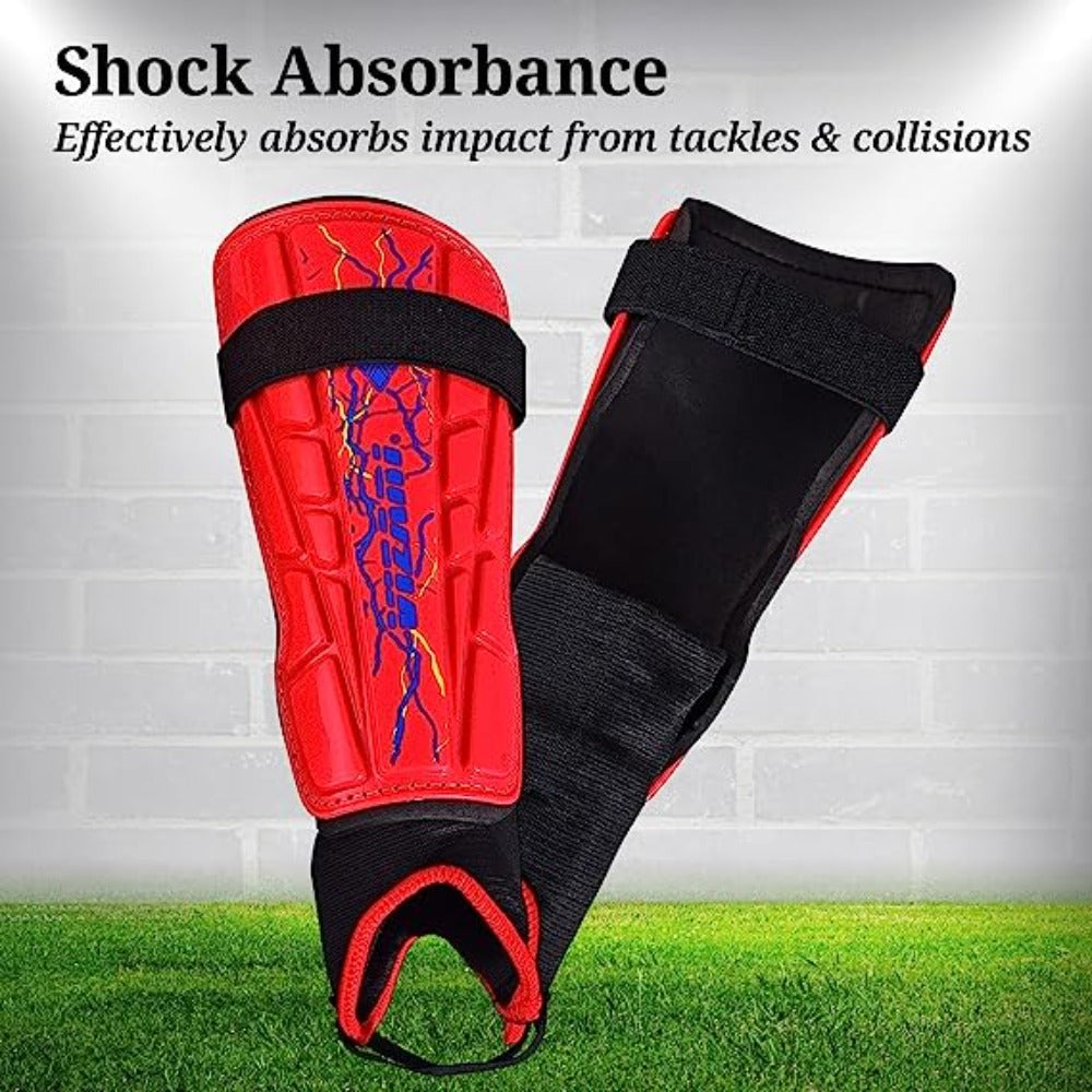 Zodiac Soccer Shin Guard with Detachable Ankle Protection-Red