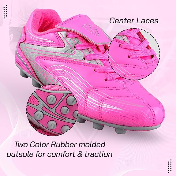 Striker Firm Ground Soccer Shoes -Pink/Silver