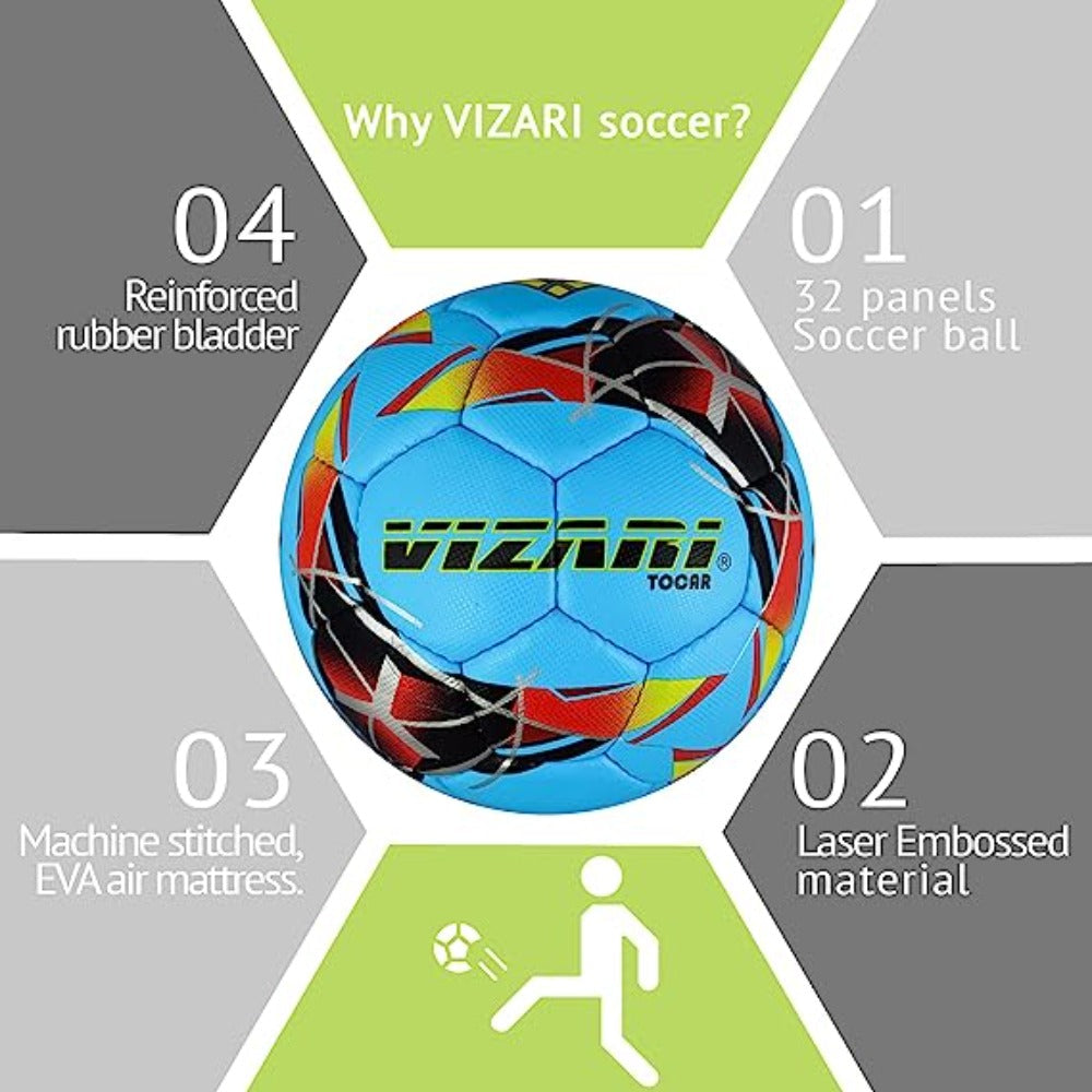 Tocar Premium Hand Stitched Soccer Ball - Zima Blue
