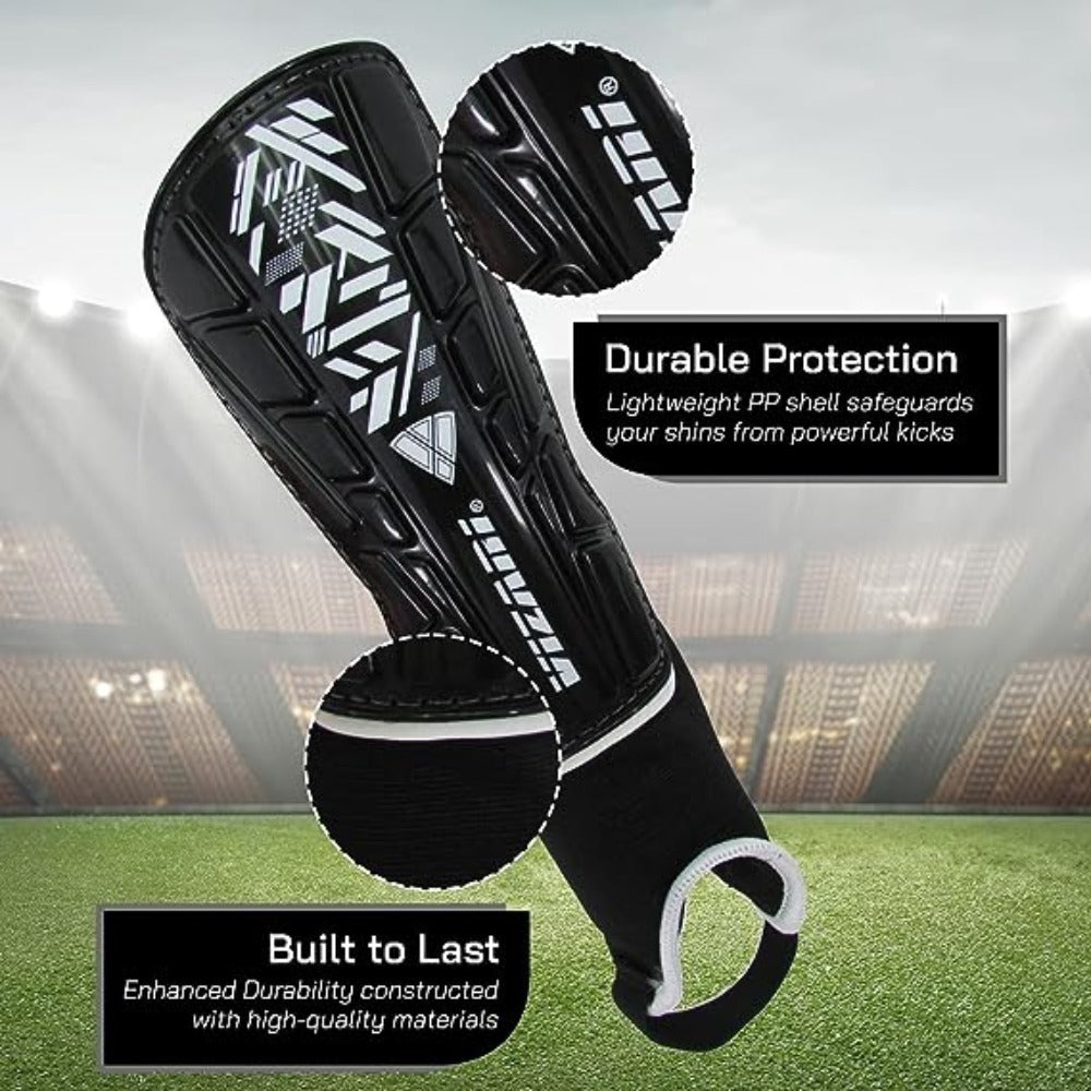Malaga Soccer Shin Guard  with Adjustable Straps-Black