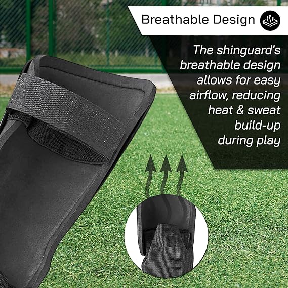Malaga Soccer Shin Guard  with Adjustable Straps-Black