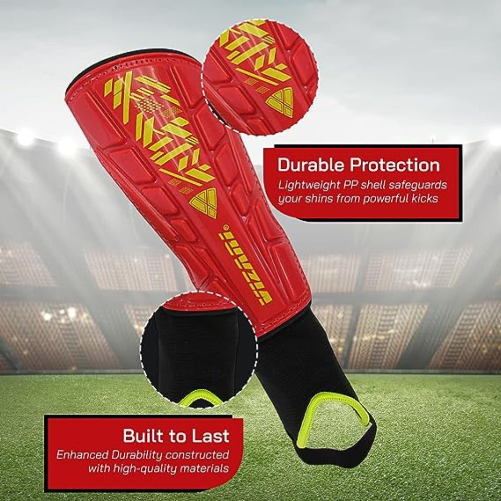 Malaga Soccer Shin Guard with Adjustable Straps-Red