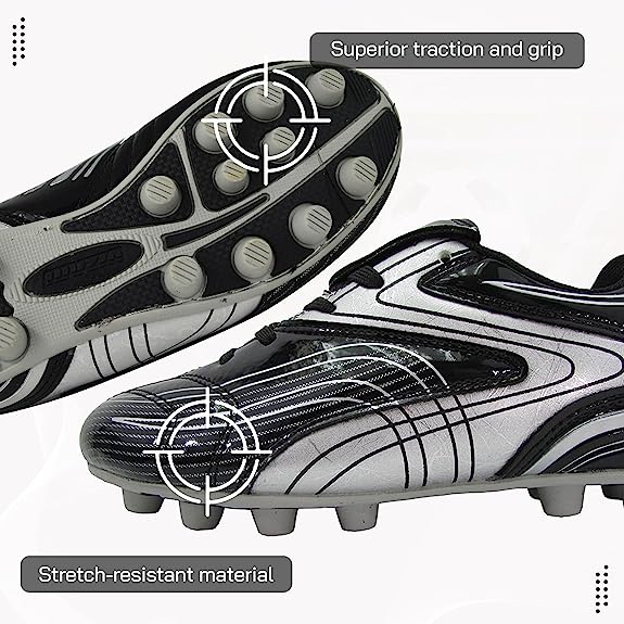 Vizari Youth Striker Firm Ground Soccer Shoes – Black/Silver